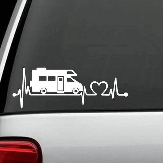 8"X3" RV Recreational Vehicle Camper Travel Trailer Hiker Heartbeat Decal
