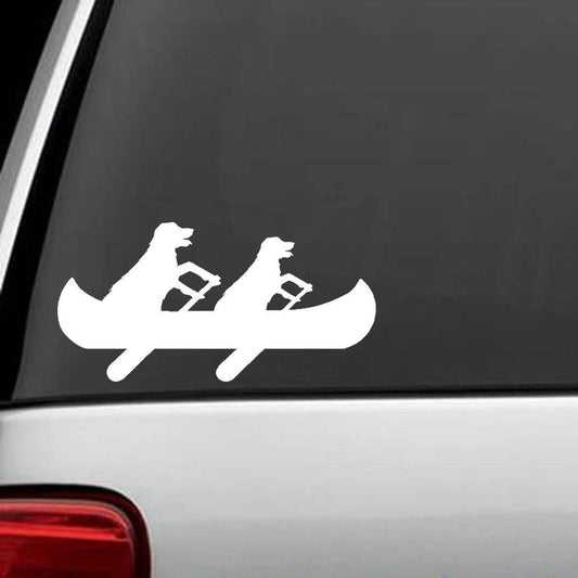 7.5"x3.75" Dogs Rowing Canoe Kayak Decal Sticker Cat Truck SUV Van Laptop Surface Art