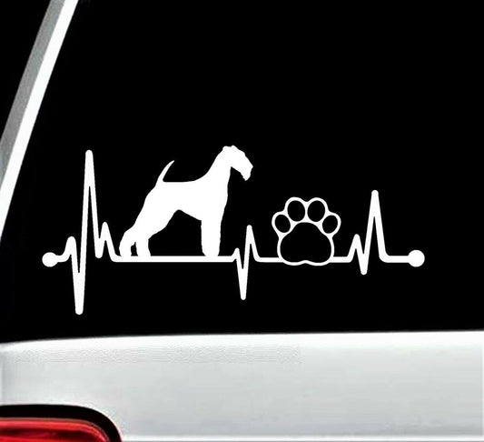 8.0" x 3.50" Airedale Terrier Heartbeat Lifeline Paw Decal Sticker Bingley Waterside