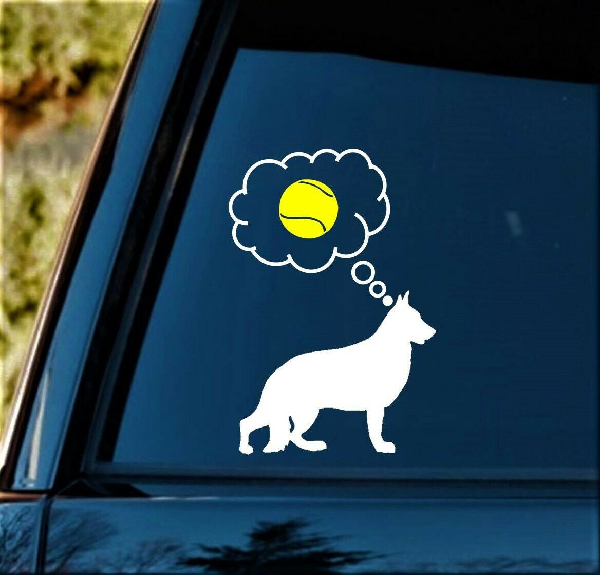 7"x4.8" German Shepherd Dreaming of Tennis Ball Dog Decal Sticker k-9 k9 Training