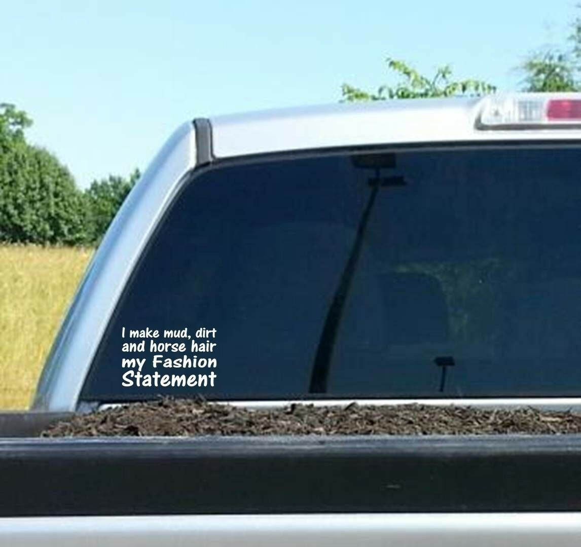 8"x5" MUD DIRT HORSE HAIR BARREL RACING SADDLE DECAL STICKER CAR TRUCK SUV VAN TRAILER