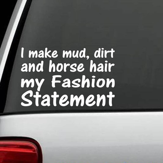 8"x5" MUD DIRT HORSE HAIR BARREL RACING SADDLE DECAL STICKER CAR TRUCK SUV VAN TRAILER