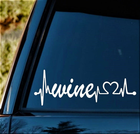 8"x3" Wine Heartbeat Lifeline Decal Sticker for Car Window Brew Craft Making Kit