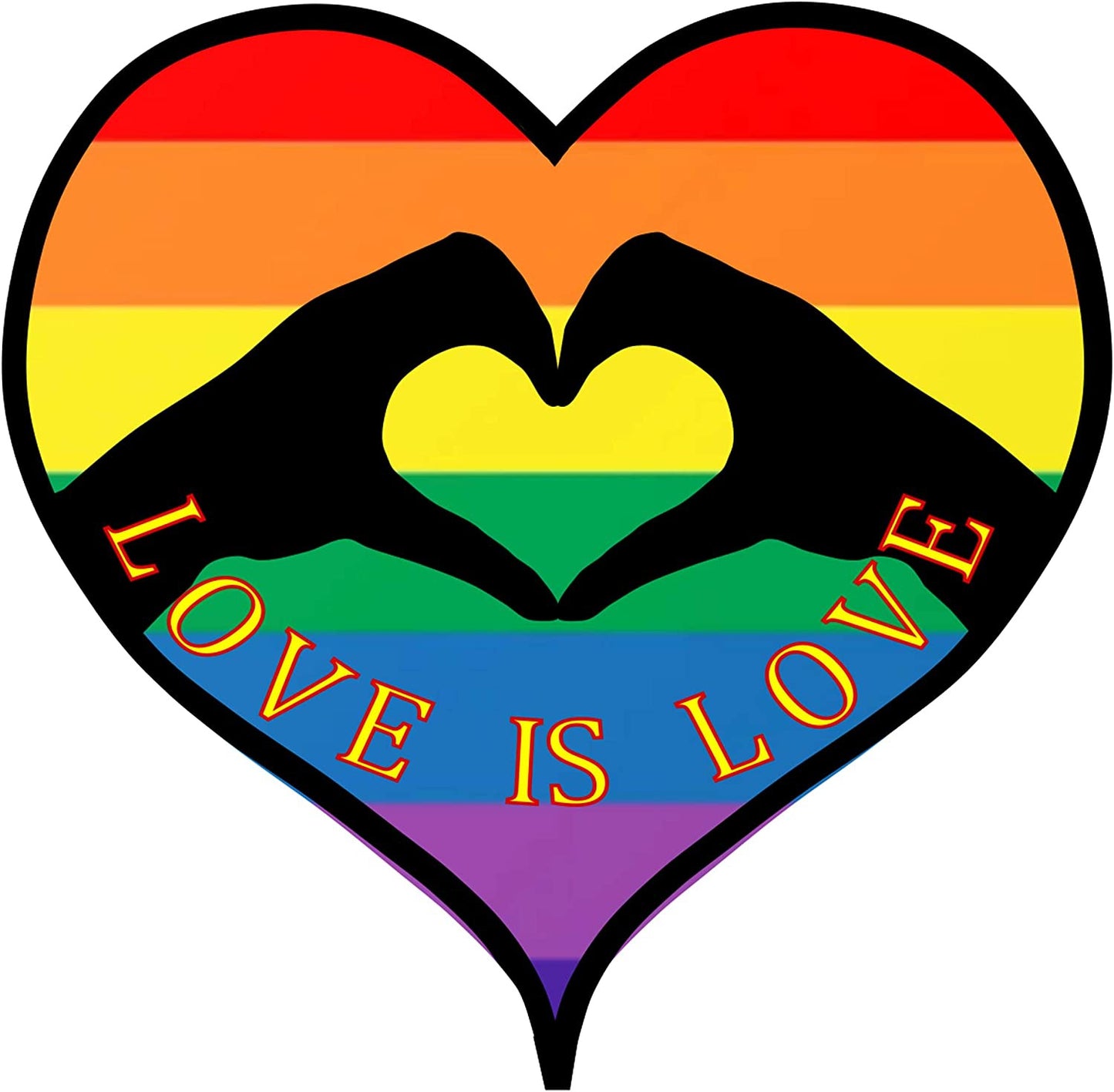 3"x3" Love is Love Rainbow Sticker Vinyl Heart Shaped Artistic Decal For Car Bumpers Computers Sticks
