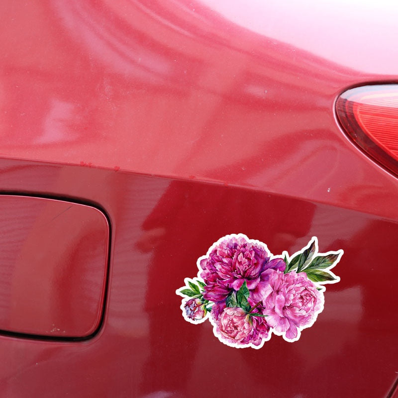 14.2*10.5CM Beautiful Peony Flowers Modelling Decor Car Stickers High Quality Graphic