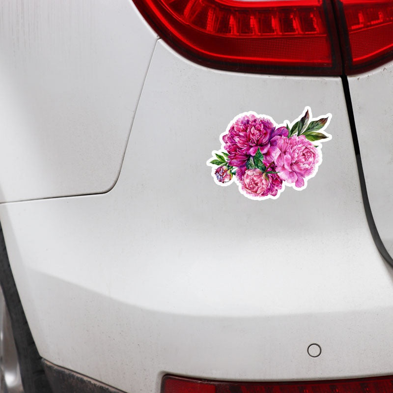 14.2*10.5CM Beautiful Peony Flowers Modelling Decor Car Stickers High Quality Graphic
