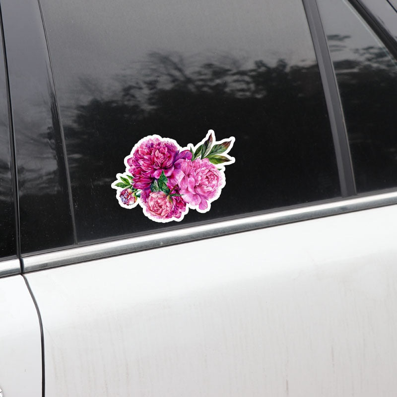 14.2*10.5CM Beautiful Peony Flowers Modelling Decor Car Stickers High Quality Graphic