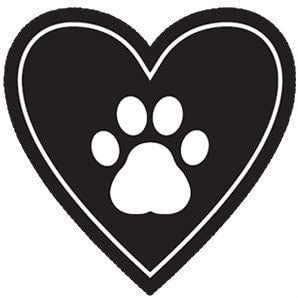 4" Dog Sticker Paw Print in Heart Shaped Decal Sticker | Apply to Mug Phone Laptop Water Bottle Decal Cooler Bumper RV | Labrador Retriever German Shepard Bulldog Beagle Poodle Leash Treat Pet Alert Sign Cat