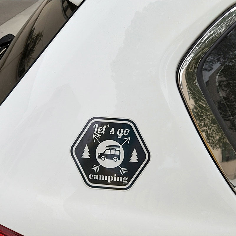 14CM*12.7CM Funny Let's Go Camping  PVC Motorcycle Car Sticker