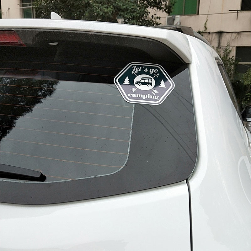 14CM*12.7CM Funny Let's Go Camping  PVC Motorcycle Car Sticker