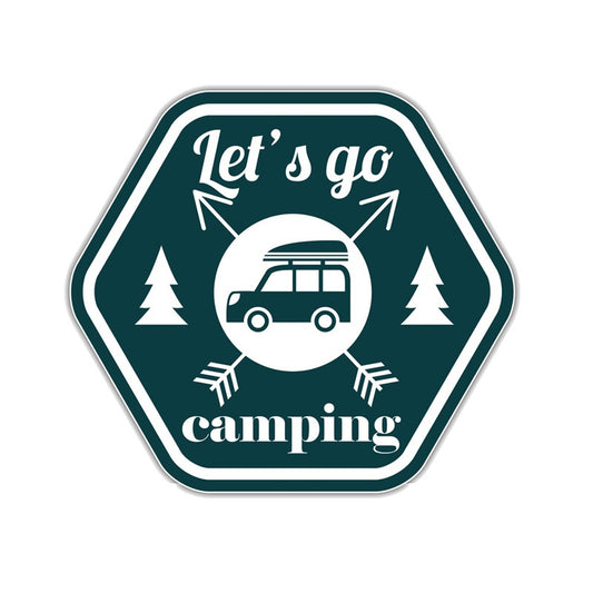 14CM*12.7CM Funny Let's Go Camping  PVC Motorcycle Car Sticker