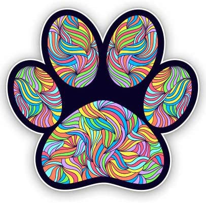 Paw Print Cute Colorful Tangle Design Vinyl Sticker Waterproof Decal