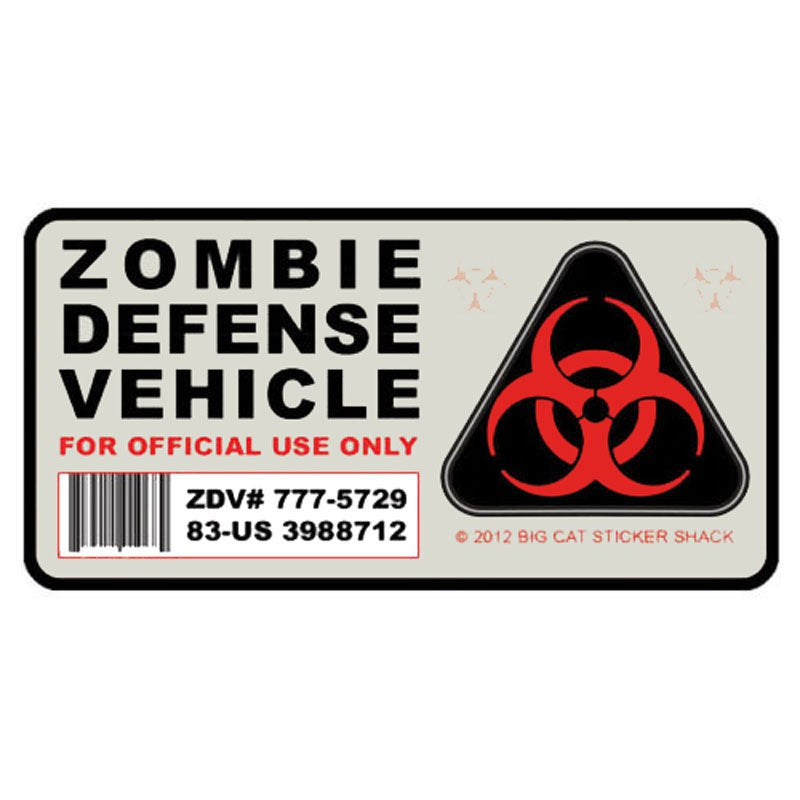 12.7CM*6.5CM Amusing Zombie Defense Vehicle Car Sticker Car Window Decal Motorcycle Parts