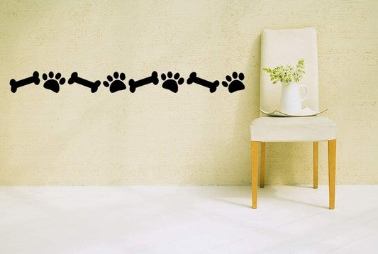 3"x34" Dog Paw Prints And Bones Wall Decal Pet Stickers Dog Wall Decor