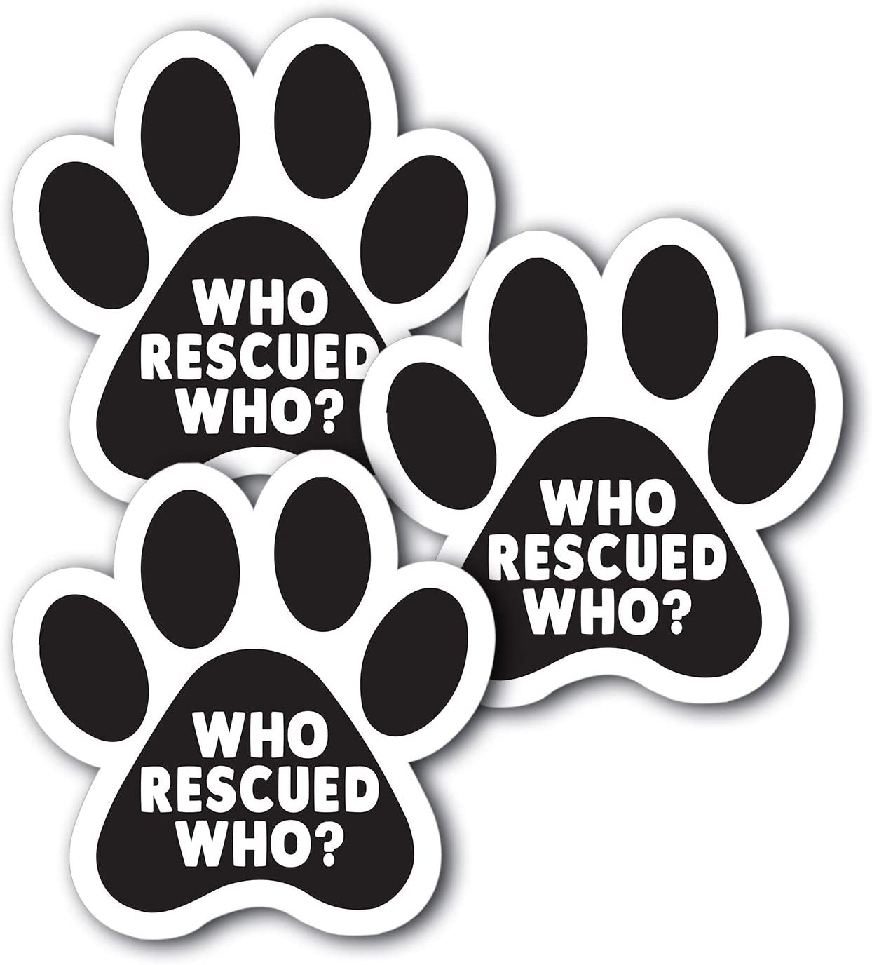 5"x5" Who Rescued Who 3-Pack Waterproof Who Saved Who Paw Bumper Stickers