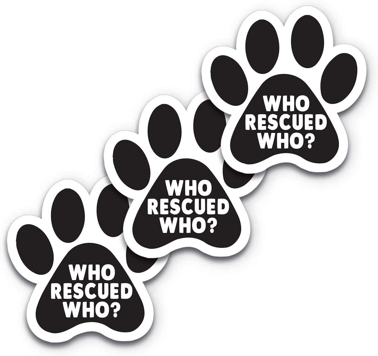 5"x5" Who Rescued Who 3-Pack Waterproof Who Saved Who Paw Bumper Stickers