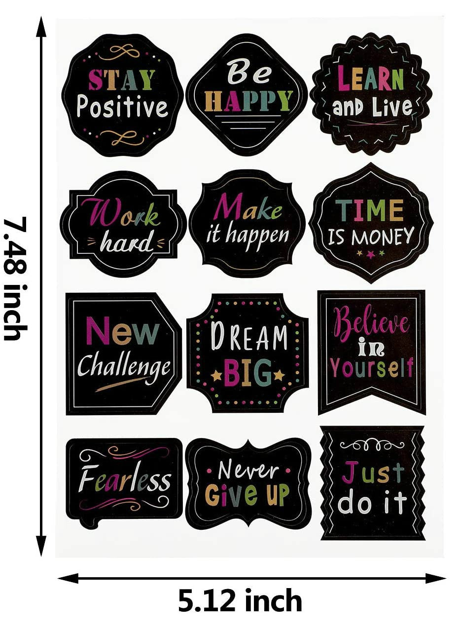 12 Pieces Inspiring Planner Stickers Inspirational Quote Stickers Motivational Encouragement Stickers for Laptop Book Phone Car Luggage Bike (Black)