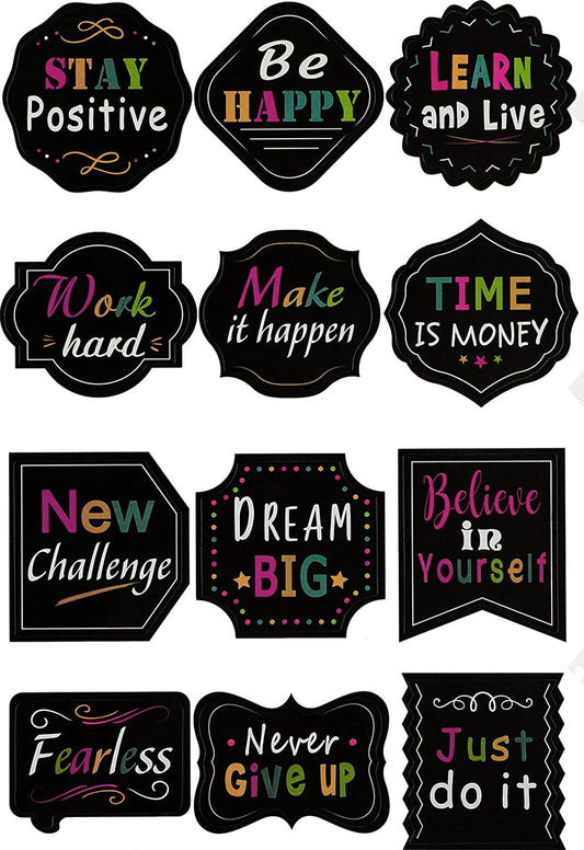 12 Pieces Inspiring Planner Stickers Inspirational Quote Stickers Motivational Encouragement Stickers for Laptop Book Phone Car Luggage Bike (Black)