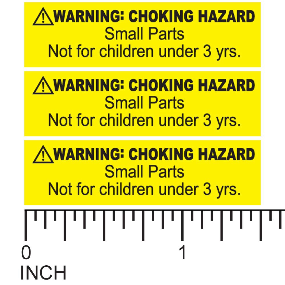 1.5"x0.4" Warning Choking Hazard Small Parts Not for Children Under 3 Years Stickers 3 Adhesive Labels