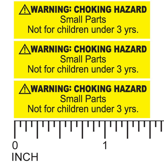1.5"x0.4" Warning Choking Hazard Small Parts Not for Children Under 3 Years Stickers 3 Adhesive Labels