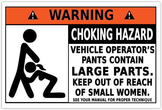 6"X4" Warning Choking Hazard Funny Sticker Decal