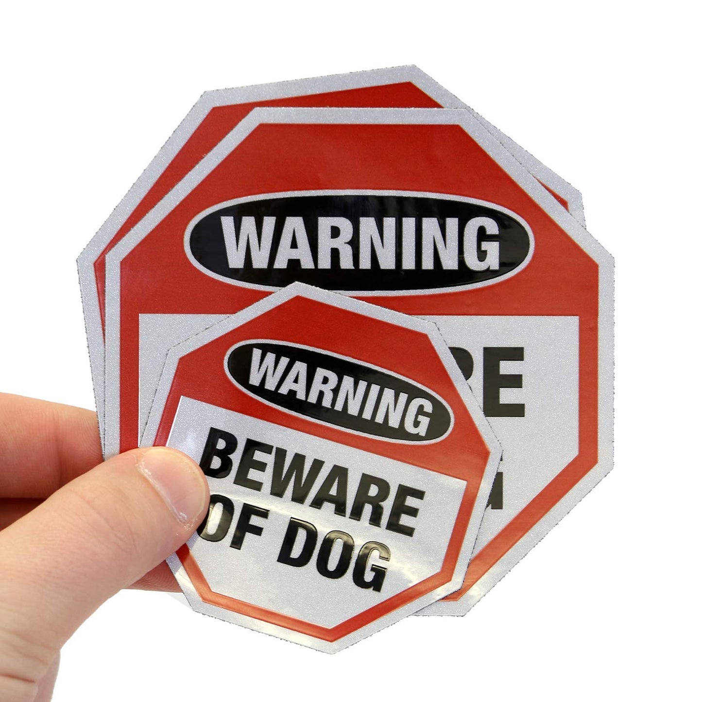Two4"x4"&One2.75"x2.75" Beware of Dog Warning Decal Octagon Shape, Adhesive Labels/Stickers