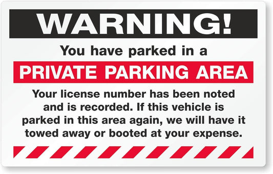 5"x8" 3Pcs You Have Parked in A Private Parking Area Violation Stickers