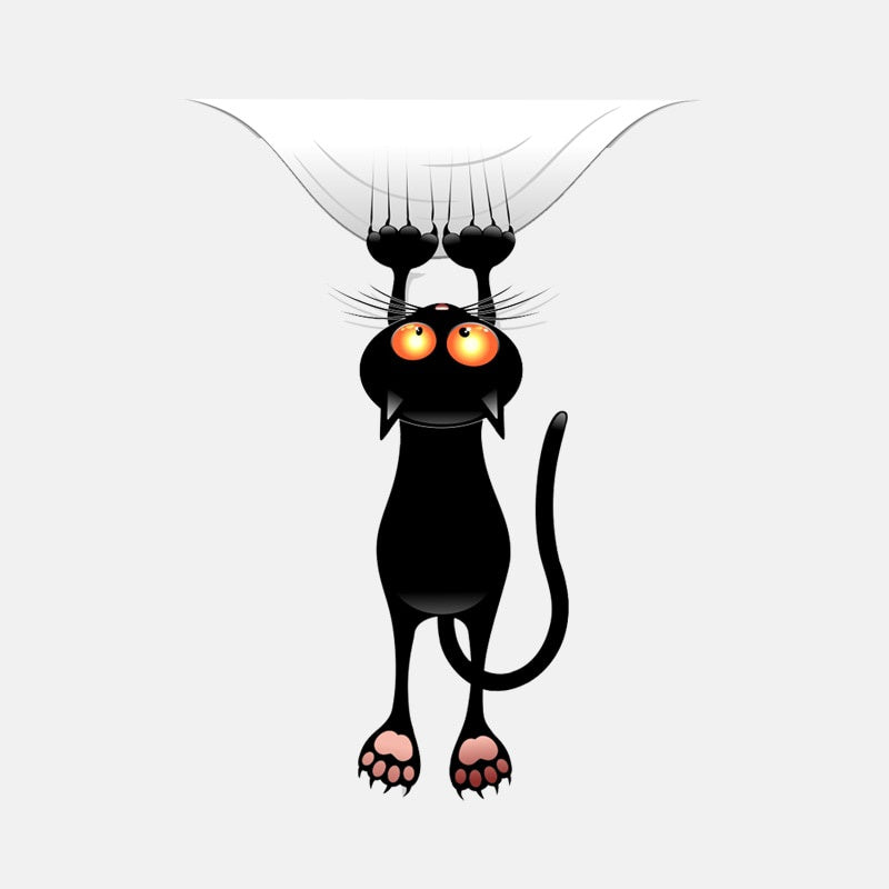 12.3CM*16.1CM   Window Decoration Black Cat Catches Down Decal PVC Car Sticker