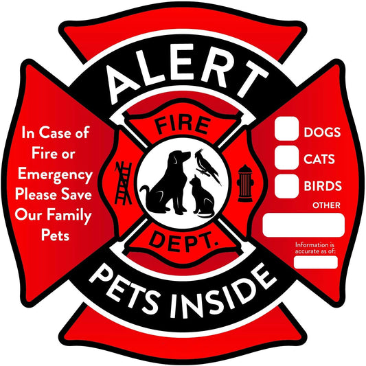 4.75" Pet Alert Stickers Save My Pets in Case of Emergency Stickers 4 Pack