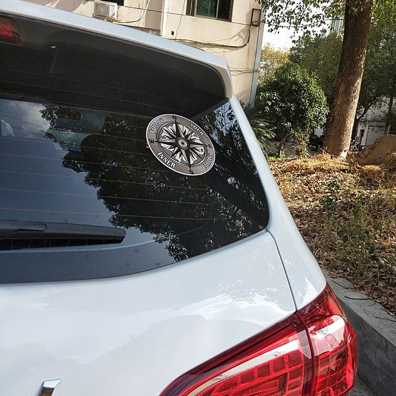 13CM*13CM Funny Follow your inner compass PVC High Quality Car Sticker