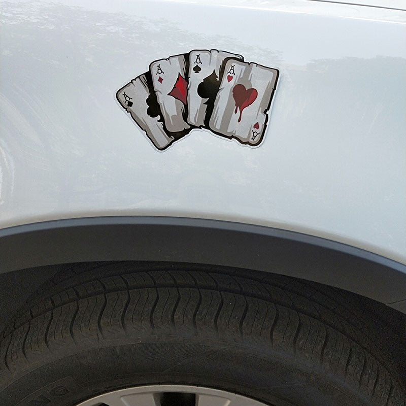 15.2CM*9.8CM  Cartoon Playing Cards A Decal PVC Motorcycle Car Sticker