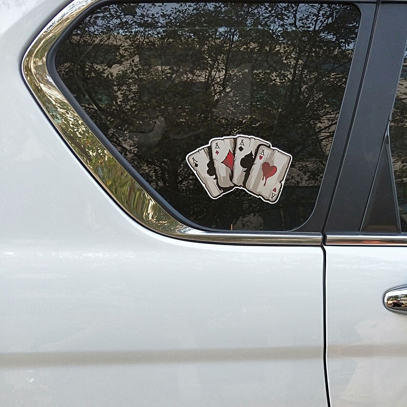 15.2CM*9.8CM  Cartoon Playing Cards A Decal PVC Motorcycle Car Sticker