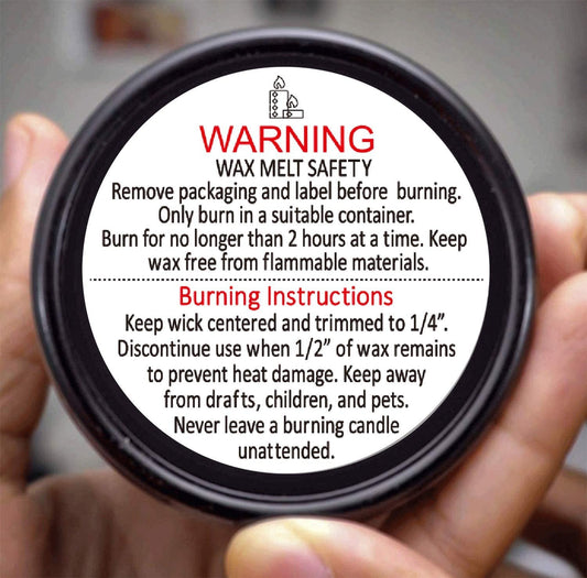 2" Candle Warning Labels for Soy Waterproof Candle Jar Container Stickers - Wax Melting Safety Stickers 10 Labels Per Roll for Candle Jars,Tins and Votives