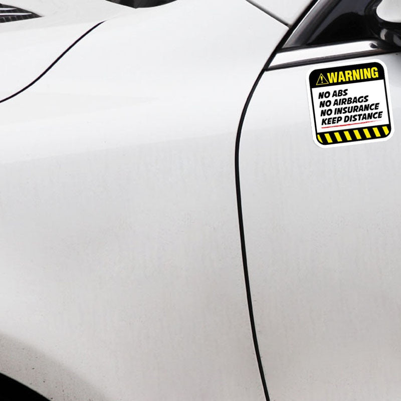 2X 8.5CM*8.5CM Danger Car Sticker Warning NO ABS  AIRBAGS  INSURANCE KEEP DISTANCE Decal