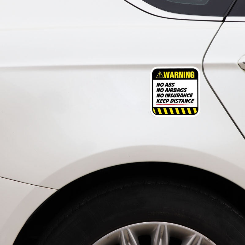 2X 8.5CM*8.5CM Danger Car Sticker Warning NO ABS  AIRBAGS  INSURANCE KEEP DISTANCE Decal