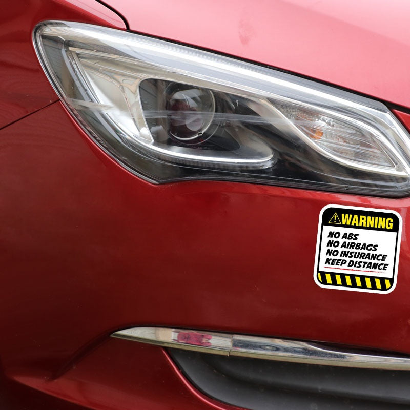2X 8.5CM*8.5CM Danger Car Sticker Warning NO ABS  AIRBAGS  INSURANCE KEEP DISTANCE Decal