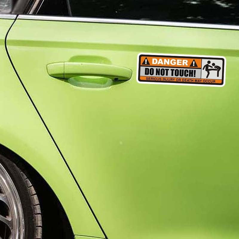 2X 12.5CM*3.9CM DANGER DO NOT TOUCH Car Sticker Funny SERIOUS INJURY OR DEATH MAY OCCUR Decal PVC
