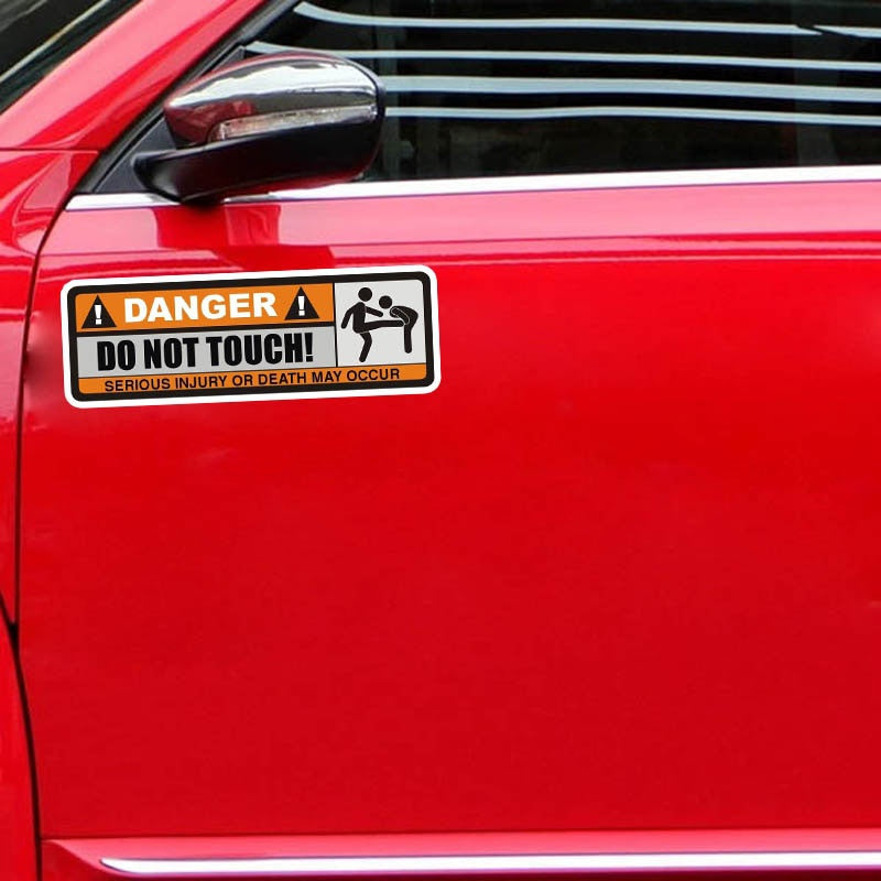 2X 12.5CM*3.9CM DANGER DO NOT TOUCH Car Sticker Funny SERIOUS INJURY OR DEATH MAY OCCUR Decal PVC