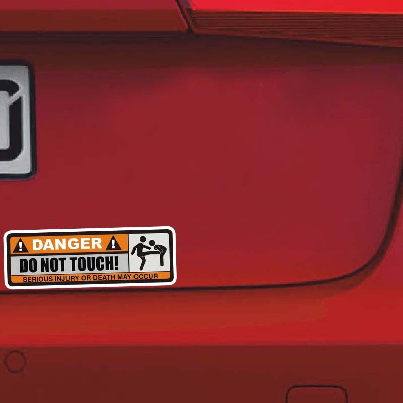 2X 12.5CM*3.9CM DANGER DO NOT TOUCH Car Sticker Funny SERIOUS INJURY OR DEATH MAY OCCUR Decal PVC