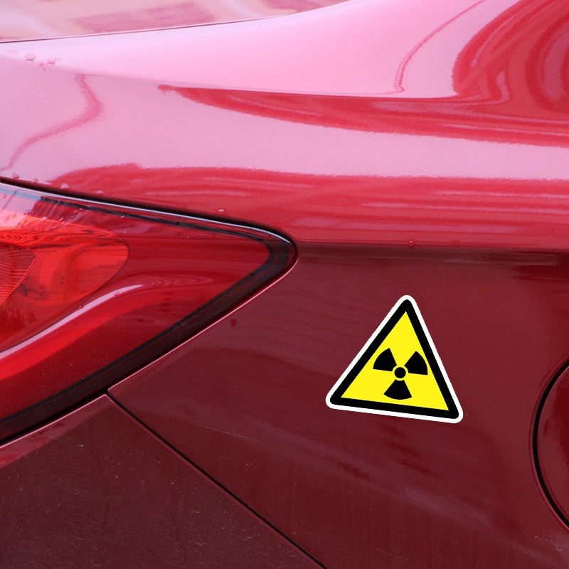 14.4CM*12.5CM Danger Radiation Risk Car Sticker PVC Warning Decal