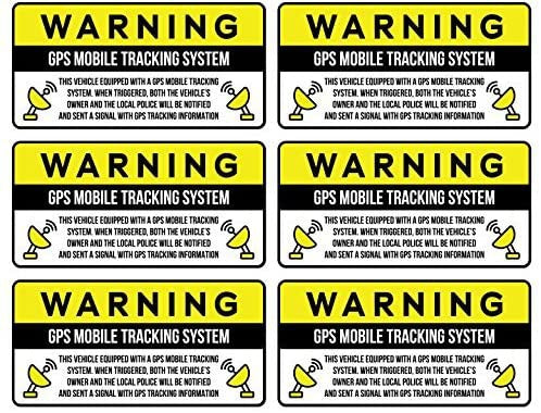 2"Hx4"W 6Pcs Anti-Theft Car Vehicle Stickers with GPS Tracking Warning
