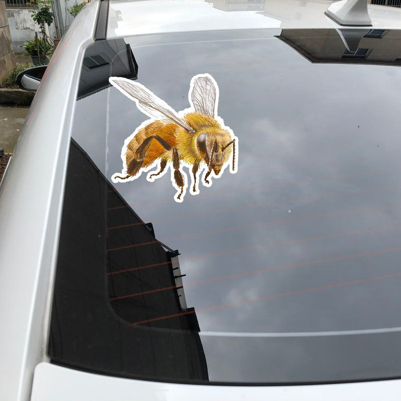 14CM*14.1CM Cartoon Creative Bee PVC Sticker Car Decal
