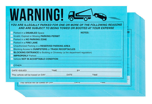 8.2x5.2 4Pcs Inches Parking Violation Stickers Towing Stickers, Vehicle Parking Warning Stickers, No Parking Sign, Car Window Sign,Adhesive Stickers