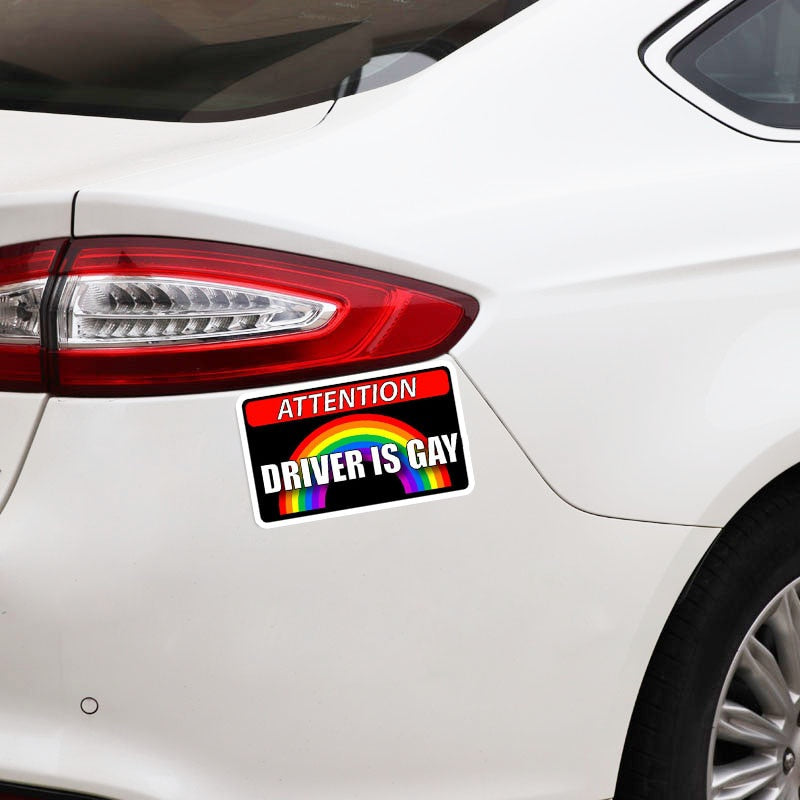 2X 11.4CM*6.7CM Creative Car Driver Is Gay PVC Decal Stickers