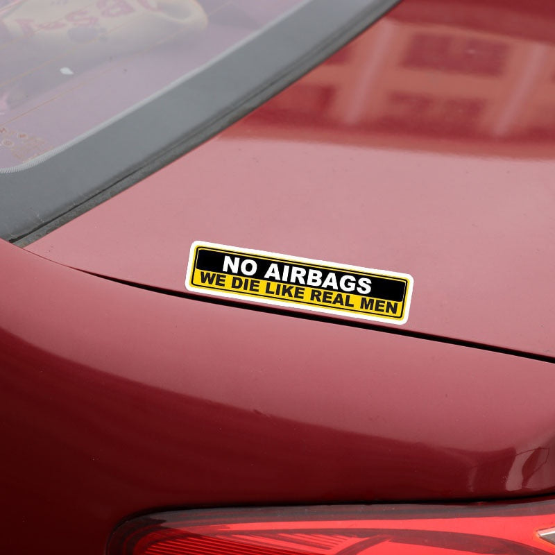 2X 15.2CM*3CM Car Sticker Warning NO AIRBAGS WE DIE LIKE REAL MEN Decal PVC