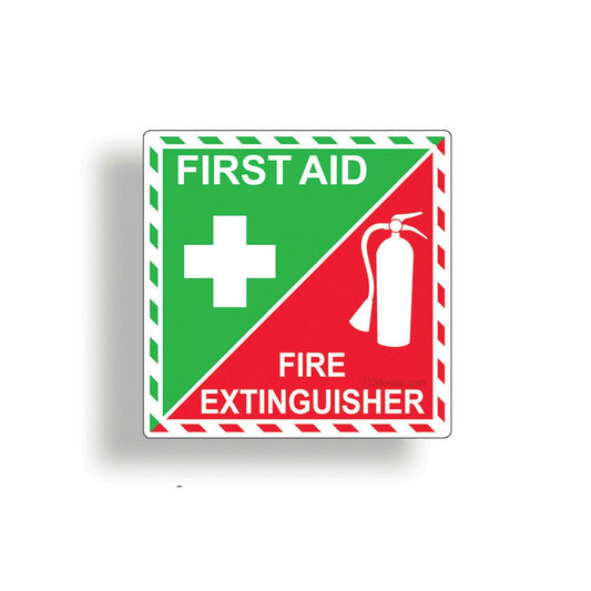 2Pcs First Aid Fire Extinguisher Inside Sticker Decal Adhesive Emergency Safety Kit