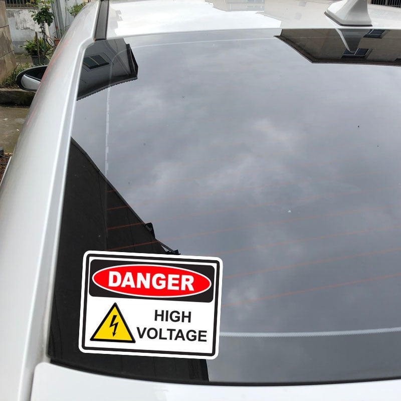 13.9CM*10CM Car Sticker Danger High Voltage Creative Funny PVC Decal