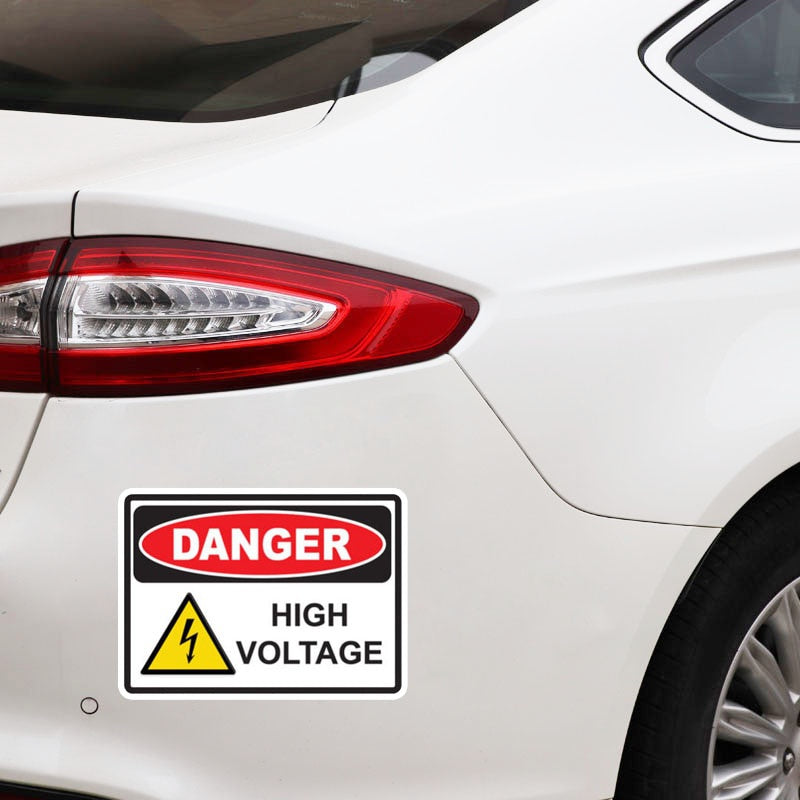 13.9CM*10CM Car Sticker Danger High Voltage Creative Funny PVC Decal