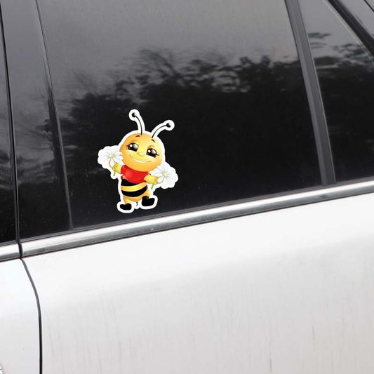 14CM*18.2CM A Happy Little Bee PVC Originality Car Sticker Decal