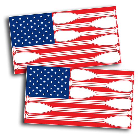 3"x5"  2PCs America USA Flag Sticker Decal Paddle Boat Boating Graphic Car Truck Fishing